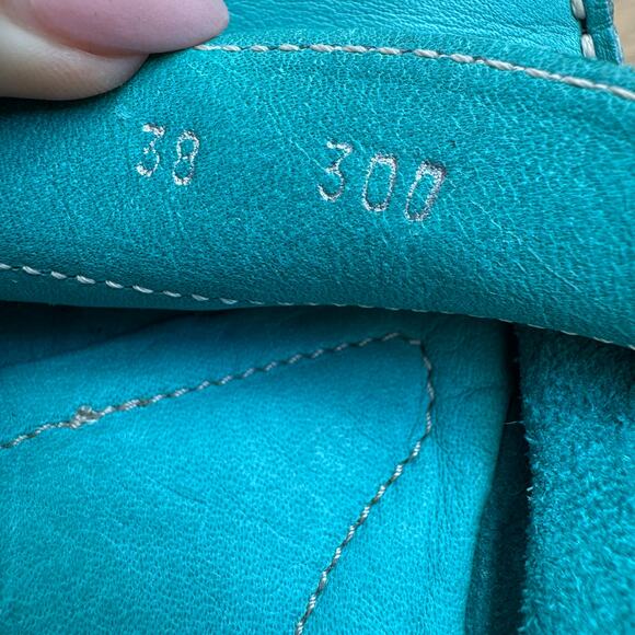 L'Artigiano Sorrentino Teal Green Leather Italian Penny Loafers Size EU 38 - Picture 10 of 11